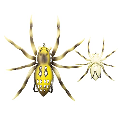 LUNKERHUNT Phantom Spider Lure for Bass Fishing (2.5 Inch) | Topwater Spider Fishing Lure with Natural Walking Action | Soft Hollow Body Weedless Hooks for Trout and Pike - color: Six Spot