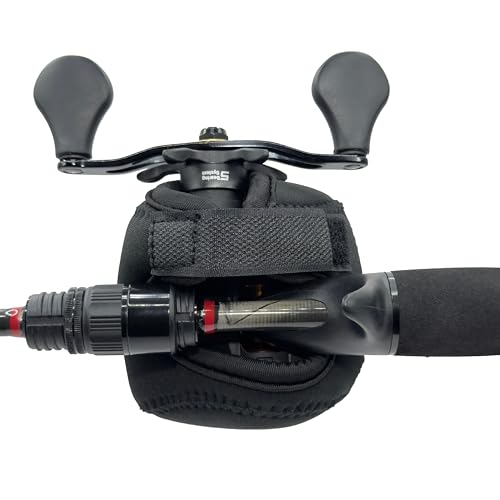 Low Profile Casting Reel Cover | Baitcasting Reel Cover | Neoprene Baitcast Reel Sleeve | Fishing Reel Case | Reel Pouch | Fits 50, 80, 100, 150, 200 Series (Left Hand, Black, Fits 50-200 Series)