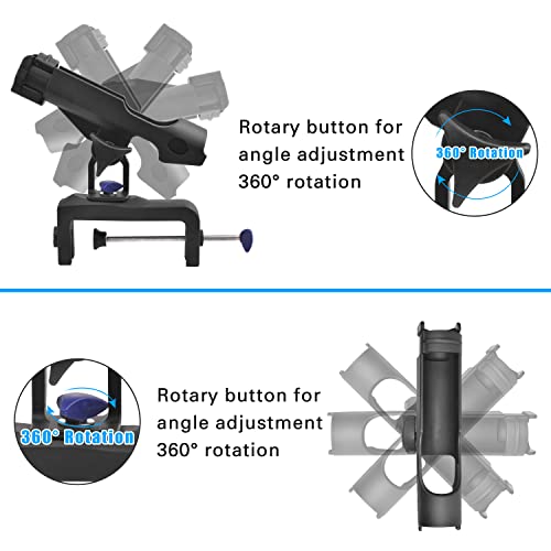 Fishing Rod Holders for Boat Adjustable Fishing Pole Holder with Large Clamp Folding Rod Racks Holder - color: 2PCS 03# Max Opening 4.75"