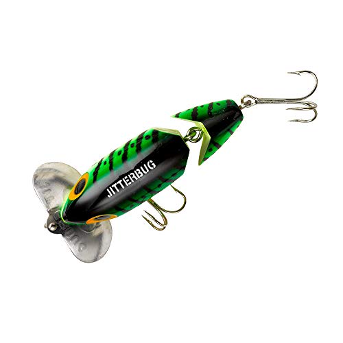 Arbogast Jitterbug Topwater Bass Fishing Lure - Excellent for Night Fishing - color: Fire Tiger, size: 3 1/2", 5/8 oz