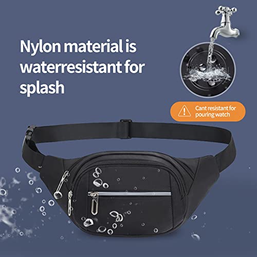 Crossbody Fanny Pack for Men&Women,Large Waist Bag & Hip Bum Bag with Adjustable Strap for Outdoors Workout Traveling Casual Running Hiking Cycling - color: Black