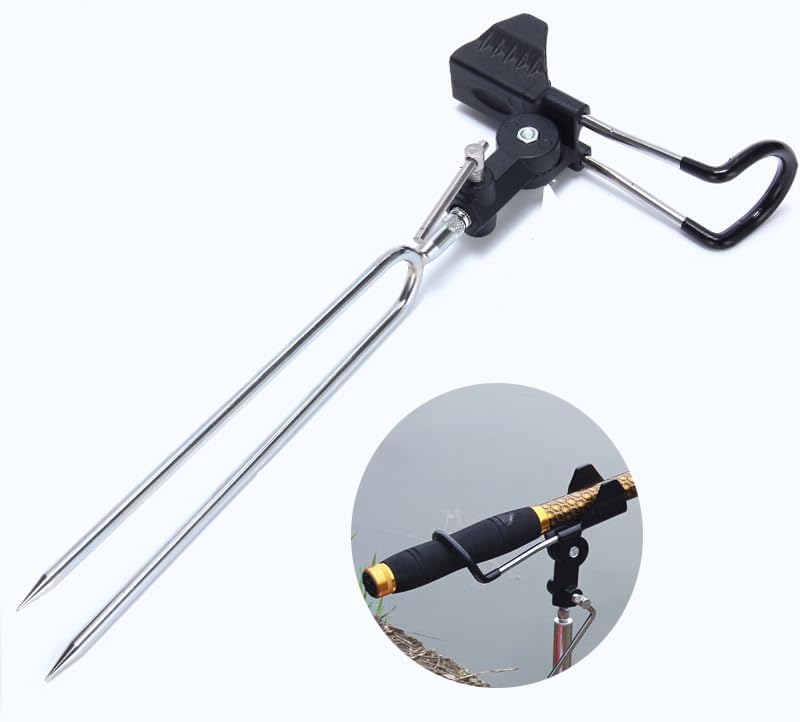 Stedan 2 Pack Fishing Rod Holders, Ground Fishing Rod Pole Brackets, 360 ° Adjustable & Detachable Easy to Carry Folding Fishing Equipment on Lakes, Rivers - color: Black
