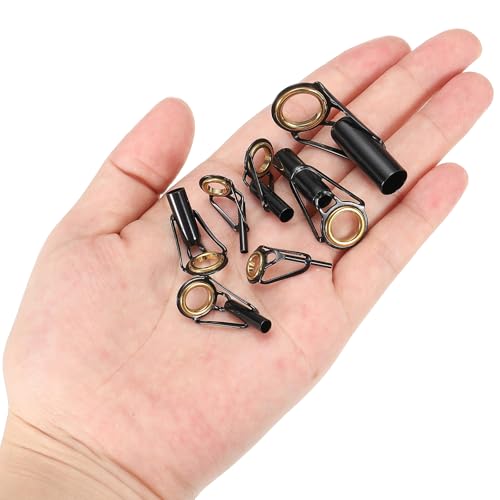 PATIKIL Fishing Rod Tip Repair Kit Stainless Steel Pole Ring Guide Replacement for Saltwater Freshwater Fishing - color: Golden, size: 1.2-2.2mm
