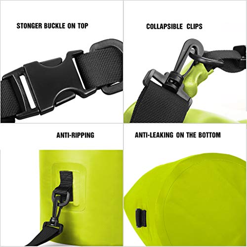 Unigear Dry Bag Waterproof, 2L/5L/10L/20L/30L/40L Floating and Lightweight Bags for Kayaking, Boating, Fishing, Swimming and Camping with Waterproof Phone Case - color: Yellow, size: 2L