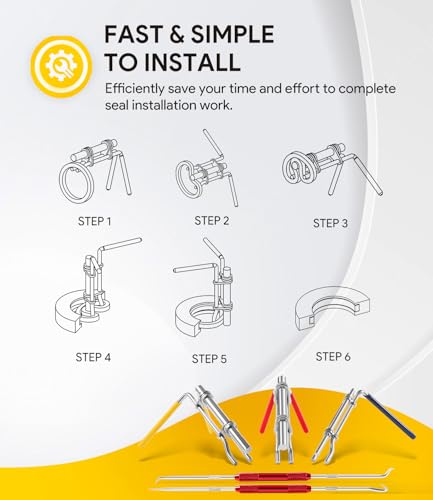 5 Pack Hydraulic Seal Installation Tool Kit, Hydraulic Cylinder Piston Repair Seal Tools, U-Cup Rod Seal Installation Tool Kits, Upgraded Seal Twistor Install Tool Set with Pick and Hook Set - size: 5 Pack (with Pick and Hook Set)