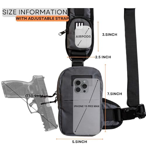 Mini Sling Bag for Men-Crossbody Bag with Shoulder Straps for Women-Multipurpose Keyholder Travel Backpack for Hiking (Grey) - color: Grey