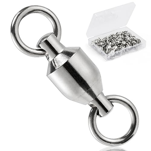 Dr.Fish 20 Pack Fishing Swivels, Ball Bearing Swivels Fishing Tackles, Copper Stainless Steel Solid Rings High Strength Barrel Swivels Saltwater Fishing Swivels - size: #5-230LB-20 Pack
