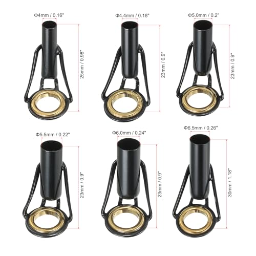 PATIKIL Fishing Rod Tip Repair Kit Stainless Steel Pole Ring Guide Replacement for Saltwater Freshwater Fishing - color: Golden, size: 4-6.5mm