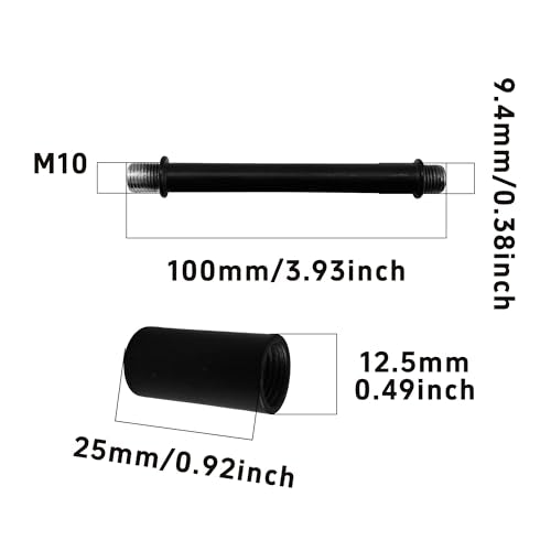 4 Set 4” Straight Pipe Lamp Stem Kit, M10 Double End Threaded Lamp Rod Long Extension Risers, Black Lamp Parts Replacement for DIY Floor Lamps, Table Lamps & Ceiling Lights - size: 4”