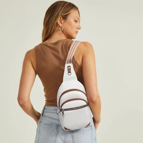 Anti Theft Crossbody Bags for Women Travel Chest Sling Bag Leather RFID Purse Fanny Pack Beige - color: Beige