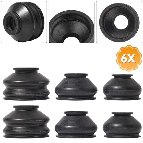 6PCs Universal Ball Joint Head Dust Protection Tie Rod Boot Cover Automotive Replacement Tie Rod End Boots Rubber Track Turn Lower Upper Repair Kit Car Suspension Steering Parts Accessories 3x2 Sizes