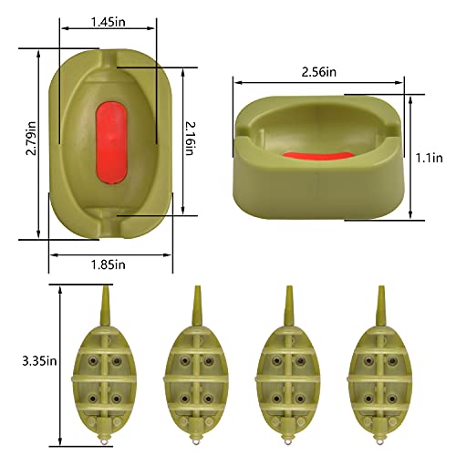 Carp Fishing Method Feeders Set,4pcs Inline Method Feeders with 1pc Quick Release Mould Bait Holder Tool Carp Fishing Tackle Accessories - color: Set(30g,40g,50g,60g)
