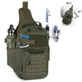 HUNTVP Fishing Sling Bag Lightweight Tackle Bag Small Fishing Backpack Tactical Shoulder Sling Bags with Rod Holder, Storge Gear and Equipment, Gifts for Men (Army Green) - color: Army Green