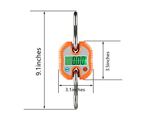 Klau Portable Digital Crane Scale, Orange, 150 kg / 300 lb | Heavy Duty, Hanging Scale, LCD Display with Backlight, For Home Farm Hunting Outdoor - color: Orange
