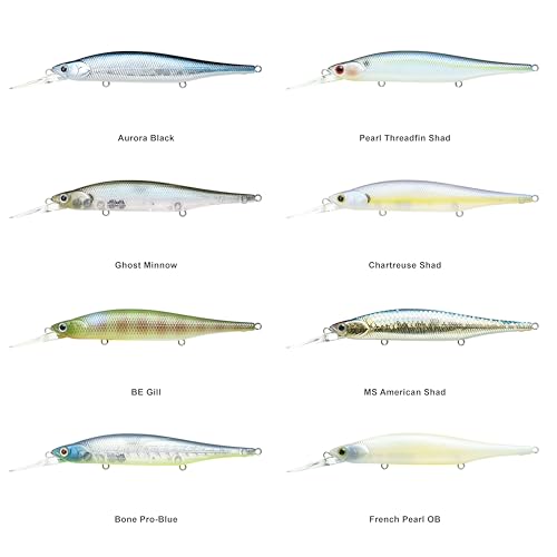 LUCKY CRAFT Lightning Pointer 110DD Deep Diver Freshwater Bass Fishing Lures, Jerkbait Suspending Fishing Lure for Bass & Walleye Fish, Long Casting Fish Gear Accessories for Tackle Box, - color: 052 Aurora Black