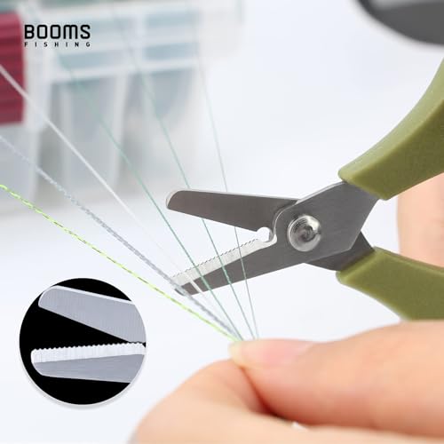 Booms Fishing Scissors for Braided Line: Braided Line Cutter with Zinger Retractor for Saltwater and Freshwater - Micro Serrated Shears Multi-Function Fishing Snips, S01 3.9" Green - color: Green_1