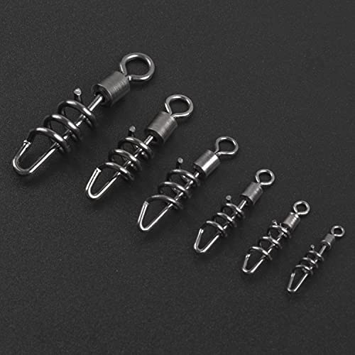 AGOOL Fishing Swivels Snaps Barrel Swivels Corkscrew Snaps Swivels Fishing Tackle Stainless Steel Saltwater Freshwater Fishing Leader Lure jigs Line Connector - size: 1/0 - 40pcs