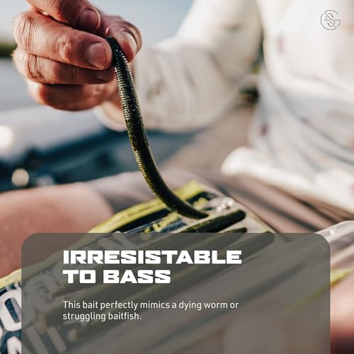 Googan Baits Lunker Log Soft Plastic Stick Bait for Bass Fishing, Classic Worm Profile for Texas Rig, Wacky Rig and Ned Rig - color: Pearl