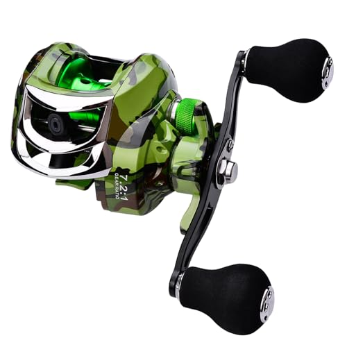Baitcasting Reel Fishing Reel 18+1 Ball Bearing 7.2:1 Gear Ratio 9 Gear Braking Baitcaster Dual Handle Nylon Heavy Duty 10KG Fishing Reel. - color: Right Hand