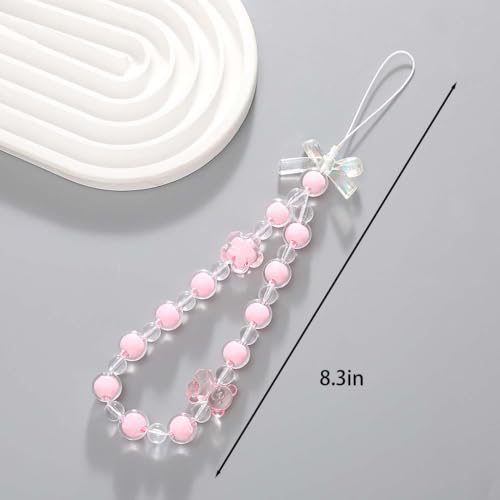 Beaded Phone Lanyard Wrist Strap Phone Charms Fixed Beads Pearl Chain - color: PC-tm-3