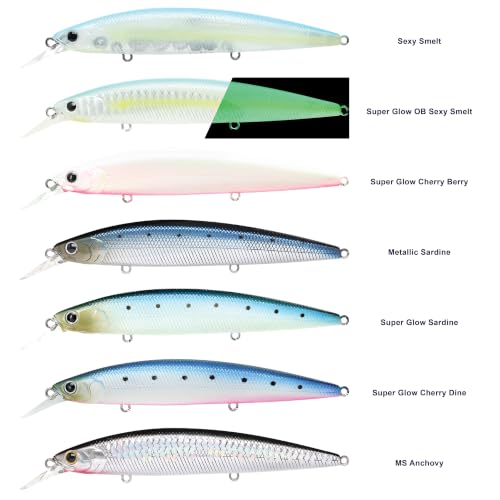 LUCKY CRAFT Surf Pointer 115MR Saltwater Fishing Lures for Halibut and Stripped Bass, Long Casting Jerkbait, Sinking Surf Fishing Gear, Fish Accessories for Tackle Box - color: 829 MS Ghost Ayu, size: One Size
