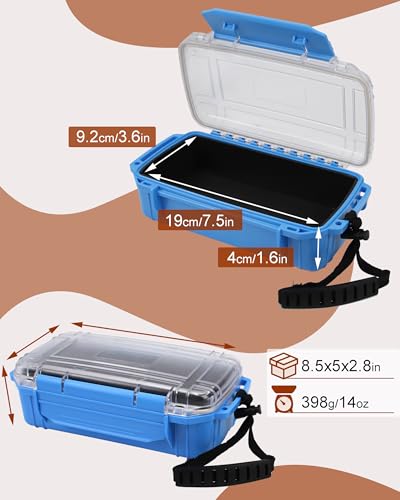 Waterproof Dry Box Waterproof Storge Container Small Water Proof Drybox for Kayaking Boat Dry Box Blue Protective Case, 8.5" L x 5" W x 2.8" H