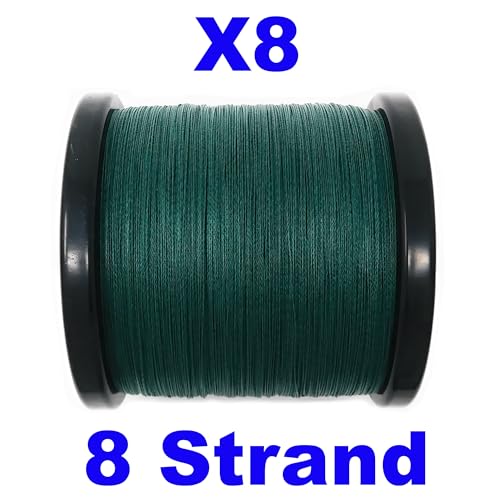 Reaction Tackle Braided Fishing Line - Pro Grade Power Performance for Saltwater or Freshwater Fish - Colored Fishing Line Braid for Extra Visibility - color: X8 Moss Green, size: 30 Lb (1000 Yards)
