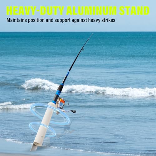 Dr.Fish Sand Spikes PVC Aluminum Surf Fishing Rod Holder, Beach Fishing Rod Holder, Portable Pole Holder Saltwater & Freshwater Shore Use River Bank - size: 28"-2 Pieces