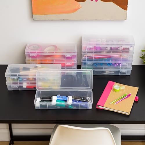 IRIS USA Clear Storage Cases, 10-Pack, |Made in USA|, Plastic Bead Organizing Containers with Snap Lid for Arts, Crafts, Ephemera, Stickers, & Dance Cheer, Clear - Large - size: 10 - Pack, style: Large