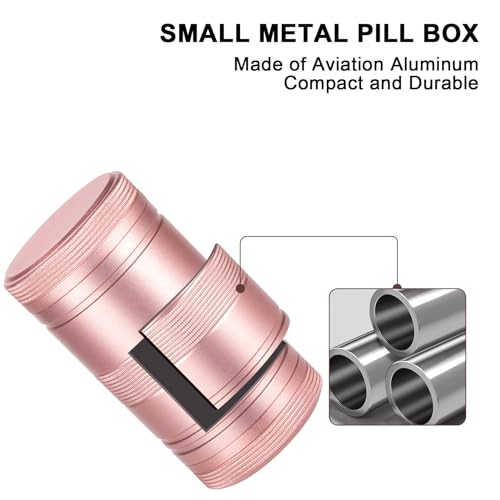 Pill Case Pill Box 2 Times a Day - Metal Portable Pill Container Daily Medicine Pill Holder for Purse, Medicine Organizer for Vitamin/Fish Oil/Supplements, 1 Pack Pill Box Pink - color: Pink, size: Medium-Medium