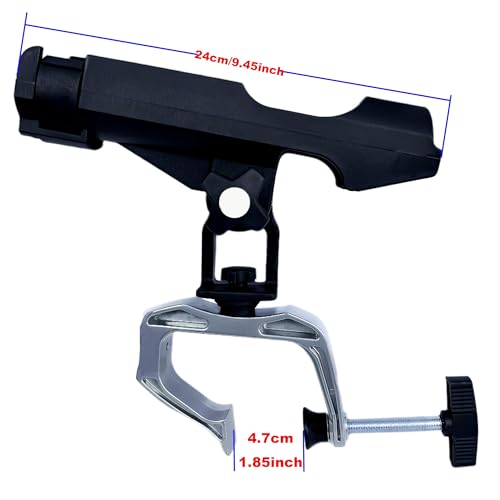 HiUmi Fishing Boat Rods Holder with Large Clamp Opening 360 Degree Adjustable Fishing Rod Racks Folding Holder - color: RH20-1Pack