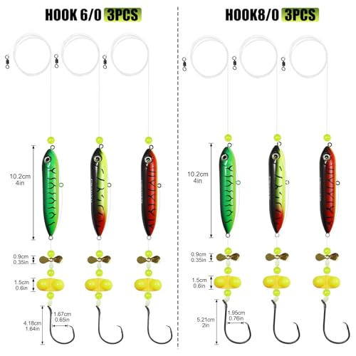 Catfish Float Rig Demon Dragon Style Rattling Line Float Propeller and Circle Hooks 6/0 8/0 for Santee Cooper Rig Catfishing Tackle - color: 8/0 Hook Catfish Rig - 3 PCS