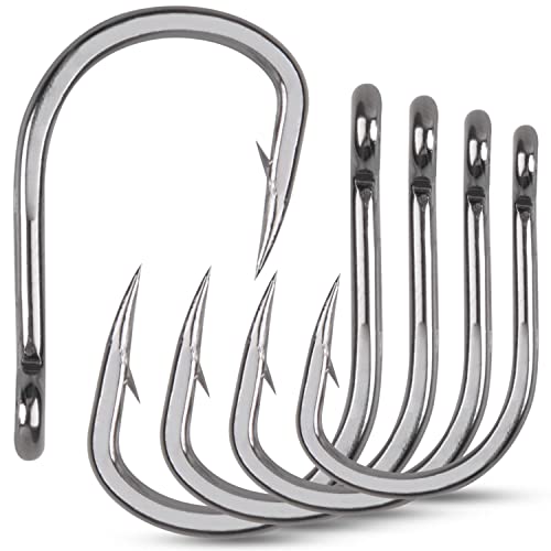 Saltwater Live Bait Fishing Hooks- 35pcs Inline Circle Hooks Catfish Bait Fish Hooks 2X Strong Stainless Steel Hooks for Big Game Fishing 1/0-12/0 - size: 9/0-35pcs