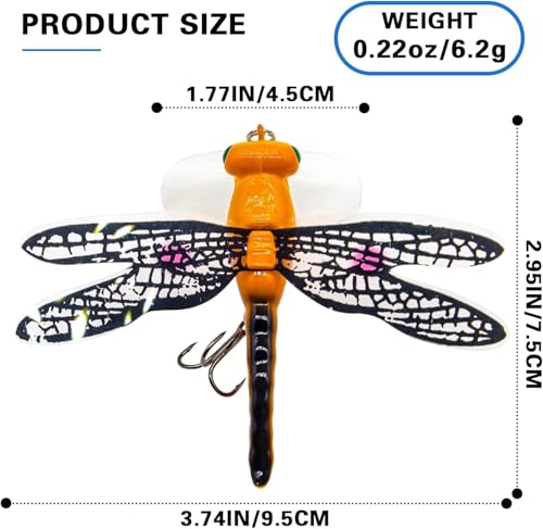 Topwater Fishing Lures Insect Fishing Lures Dragonfly Fishing Lures Dragonfly Lure Fishing Bait with Hooks for Outdoor Fishing Tools - color: Dragonfly 6pcs