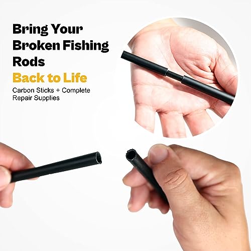 Fishing Rod Repair Kit Complete,Full Supplies with Glue for Freshwater & Saltwater Broken Fishing Pole Repair with Carbon Fiber Sticks,Rod Building Epoxy Finish - color: Inserts_and_Tips