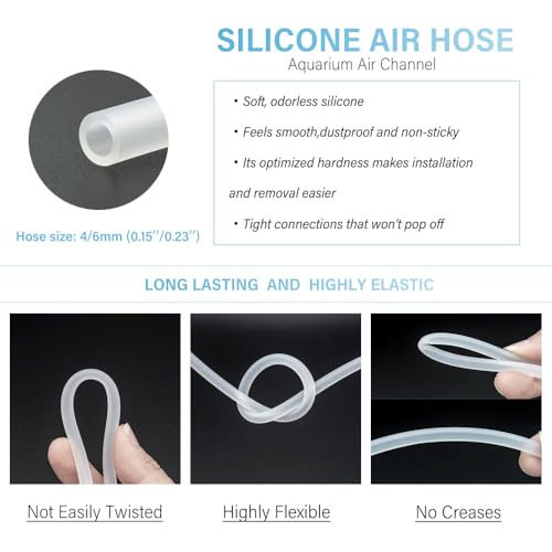 LINLAN 10 Feet 3/16''Silicone Airline Tubing with Storage Box, Aquarium Air Pump Accessory Kit, 2 Check Valves, 2 Control Valves, 8 Connectors, 6 Suction Cups, for Fish Tank - size: 10 Feet Air Tubing