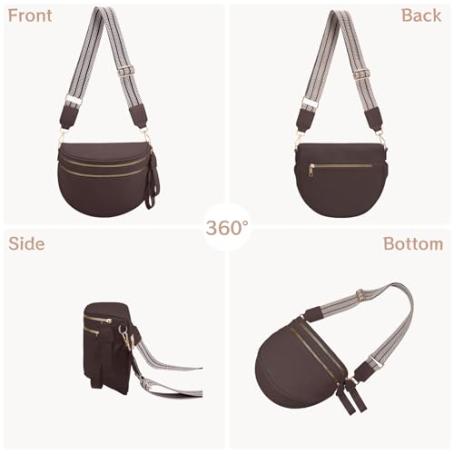 oscaurt Leather Crossbody Bag Bum Bag for Women Large Sling Bag Cross Body Purse Shoulder Handbag Fanny Pack - color: Coffee, size: Large