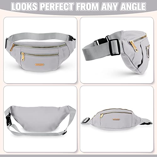 3 Pcs Waterproof Fanny Packs for Women and Men Waist Pack with Adjustable Strap Waist Pouch for Sports Running Exercise Walking Travel - color: Black, Gray, White