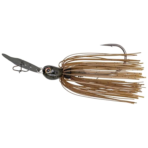 Strike King Thunder Cricket Fishing Lure, Vibrating Swim Jig, Silver Blade, 4/0 Jungle-Style Flipping Hook - color: Green Pumpkin, size: 1/2 oz