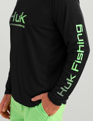 HUK Men's Pursuit Vented Long Sleeve Fishing Shirt (+30 UPF) - color: Black 2.0, size: Small
