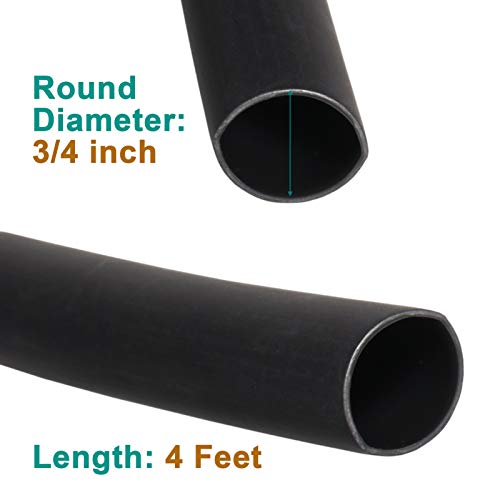 3/4 inch (Diameter) 3:1 Waterproof Heat Shrink Tubing Kit, Large Marine Dual Wall Adhesive Shrinkable Wire Wrap Tube, Insulation Sealing Wear-Resistant Cable Protector by YUKSY (4ft, Black) - size: 3/4" (4ft, Black)