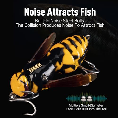 Kingdom Wasp Craw Bait Insect Bionic Floating Fishing Lures Swimbaits Hard Artificial Baits Lure for Freshwater and Saltwater Bass Carp Pike Walleye Fishing ABS Material Carbon Steel Three Book Hook - color: 05, size: 4.2g