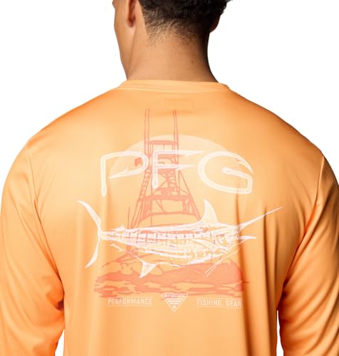 Columbia Men's Terminal Tackle PFG Tarpon Rise Long Sleeve - color: Summer Orange/Marlin Rise, size: Small