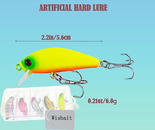 Bass Fishing Lure Lures Kit-Jerkbaits for Shallow Diving Crankbait 45-Degree Bill 3D Eyes,Loud Rattle Saltwater Catfish Trout Lure Artificial Crankbait - color: 5pcs minnow lures with bill