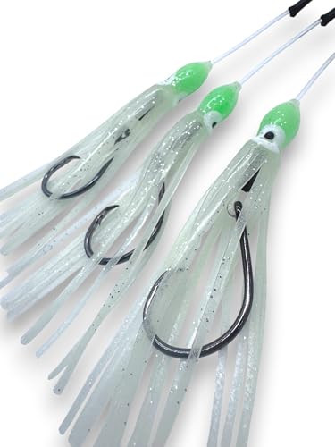 End Game Tackle Company Glow Squid Deep Drop Tilefish Rig, Excellent for Deep Drop Fishing, 8/0 Circle Hooks, 1 Rig - size: 3 Hook