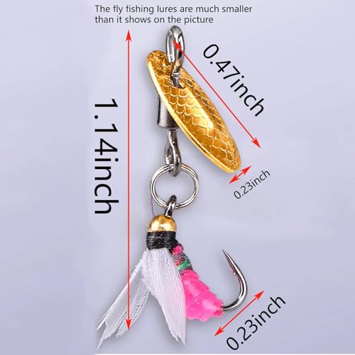 Trout Spinners-10PCS Fly Fishing Lures Fly Fishing Flies Wet Flies Lures with Spinner for Bass Sunfish, Pike，Artificial Bait Hooks for Bass Trout Salmon Fishings,Suitable for Freshwater and Saltwater