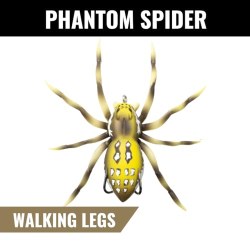 LUNKERHUNT Phantom Spider Lure for Bass Fishing (2.5 Inch) | Topwater Spider Fishing Lure with Natural Walking Action | Soft Hollow Body Weedless Hooks for Trout and Pike - color: Six Spot