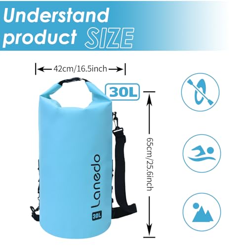 20L/30L Dry Bag Large Waterproof Bag Roll-Top Heavy Duty Fishing Duffel Bag with Durable Straps for Kayaking Paddle boarding Boating Rafting Fishing - color: Blue, size: 30L