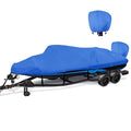 1200D Waterproof Boat Cover - Fits 17' to 19' ft Bass, V-Hull, Tri-Hull, Fish & Ski, Runabout Bowrider Boats - Heavy Duty Canvas Blue - color: Pacific Blue, size: Model C: Fits 17'-19' L X 96" Beam Width