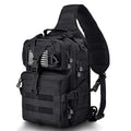 HAOMUK Tactical Sling Bag Pack Military Rover Shoulder Sling Backpack EDC Molle Assault Range Bag - color: Black